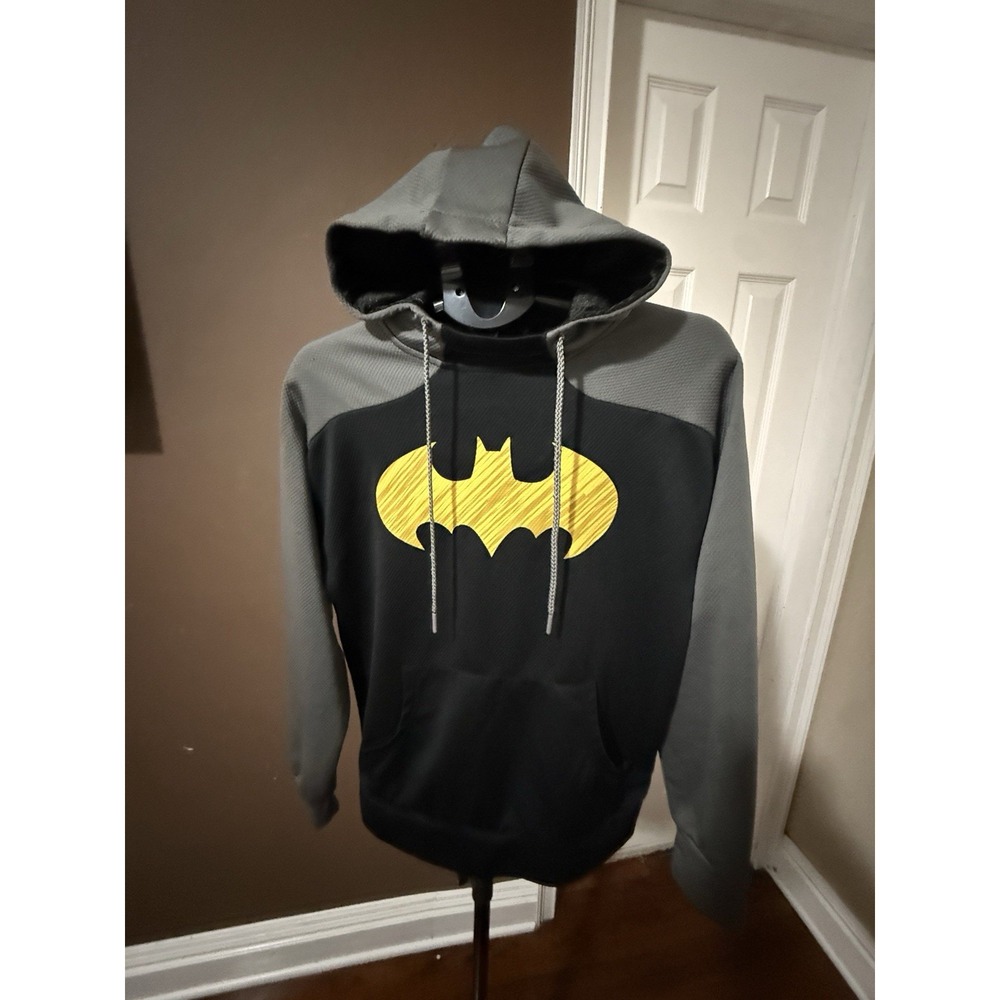 DC Comics Batman Gray and Black Pullover Hoodie Size Small